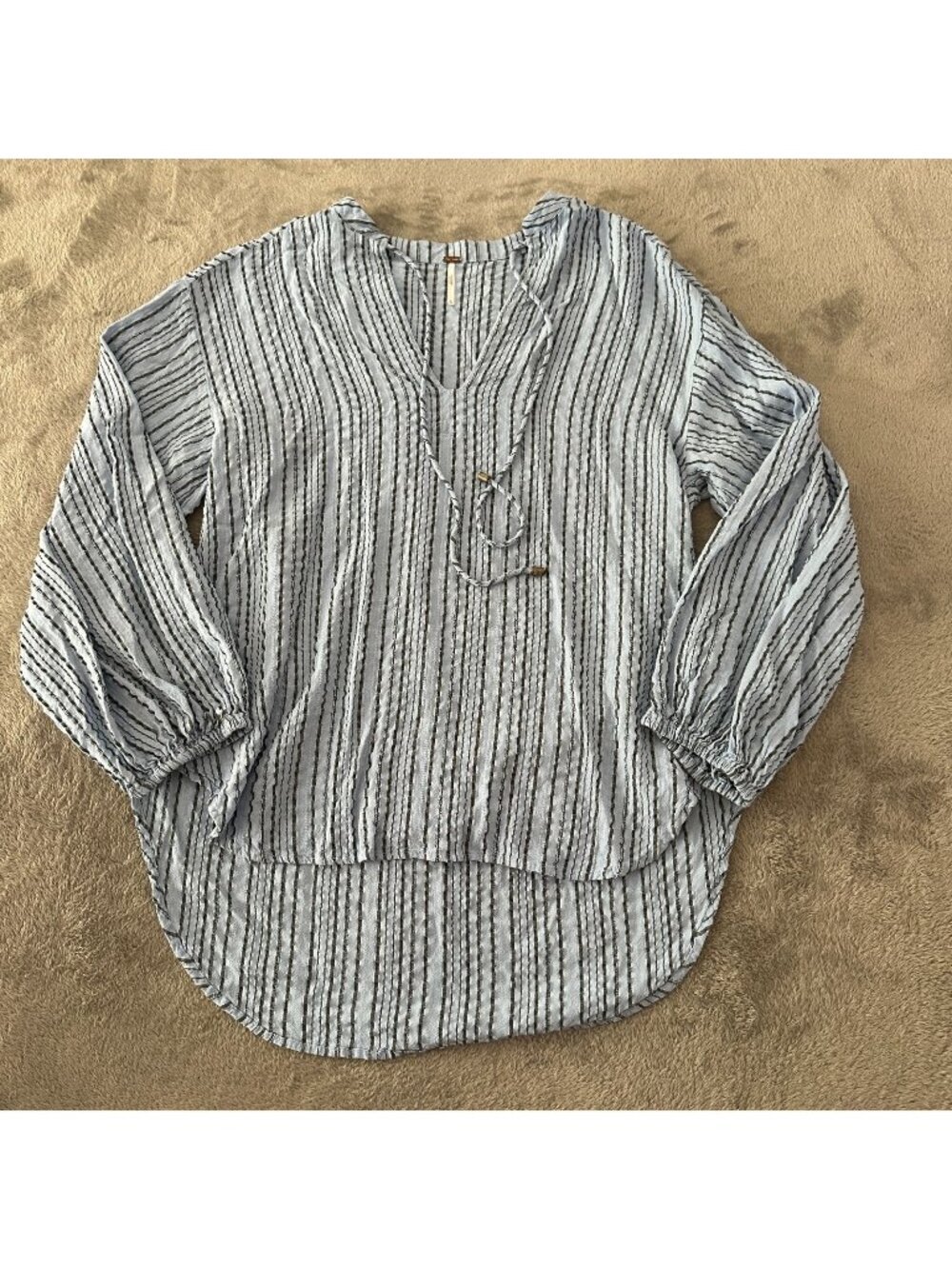 Free People Rhythm Of The Night Tunic Top Blouse Boho SMALL Bishop Sleeve
